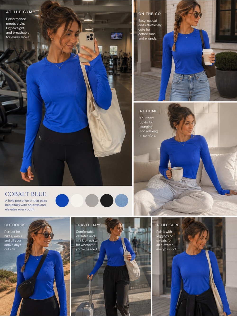 Cobalt Blue Long-Sleeve Women’s Performance Tee